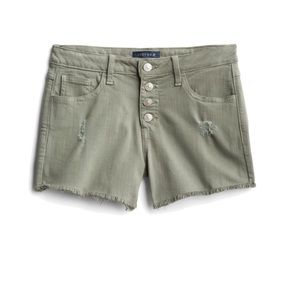 Just USA light olive gray hem button fly short Size 12